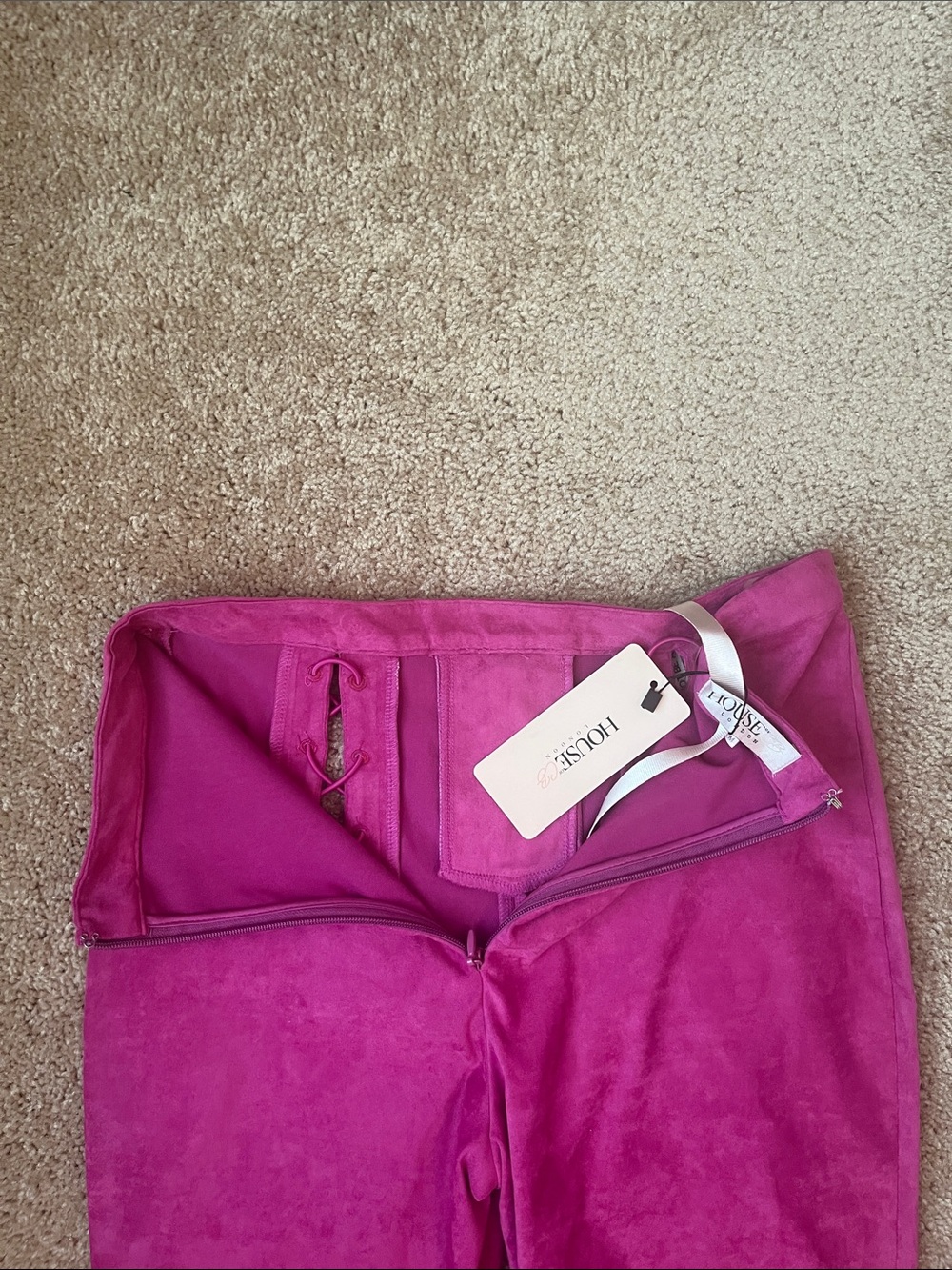 NWT House of CB Sophina Faux Suede Lace Up Pants - Picture 6 of 10